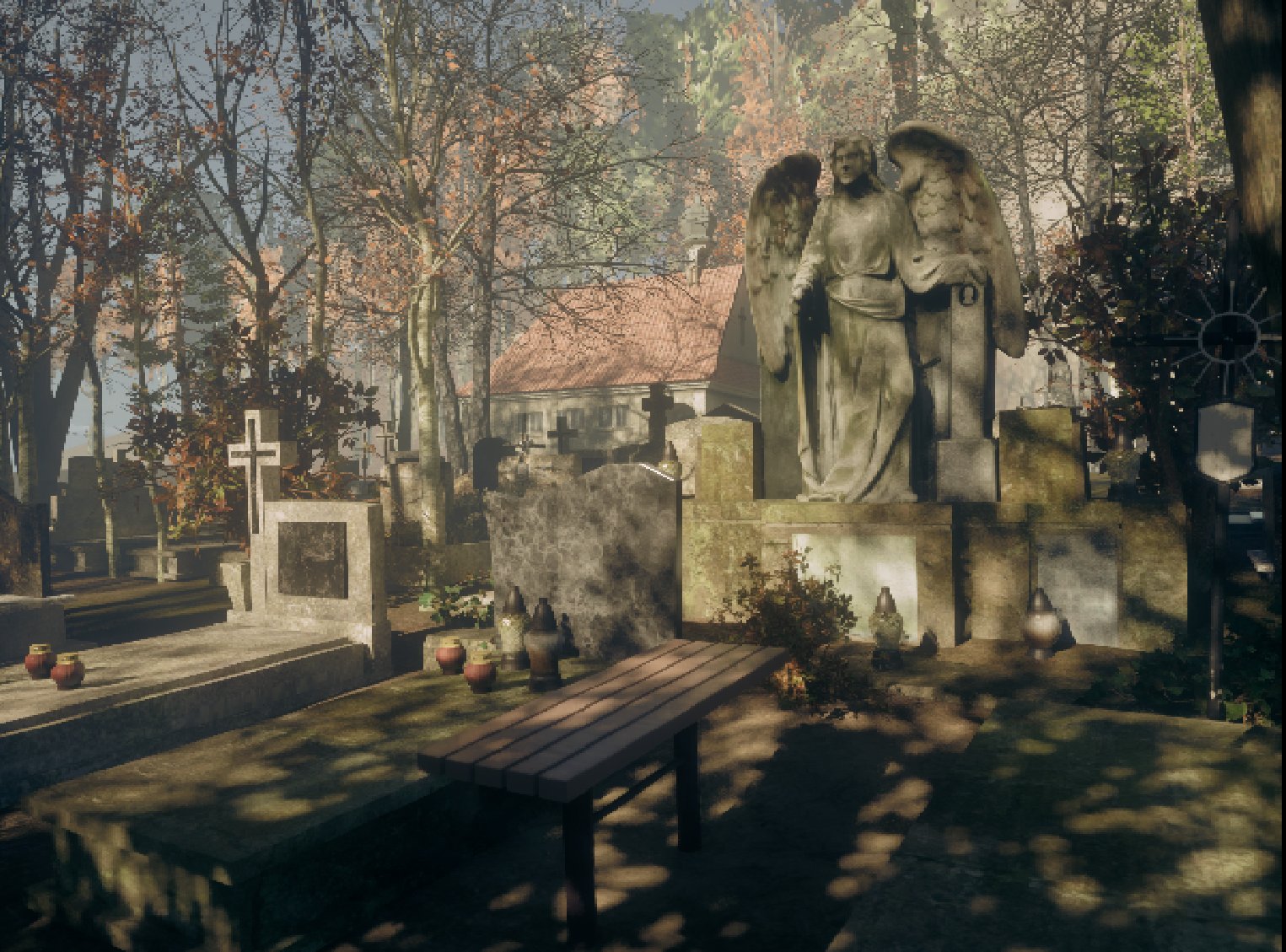 Angel statues in the cemetery
